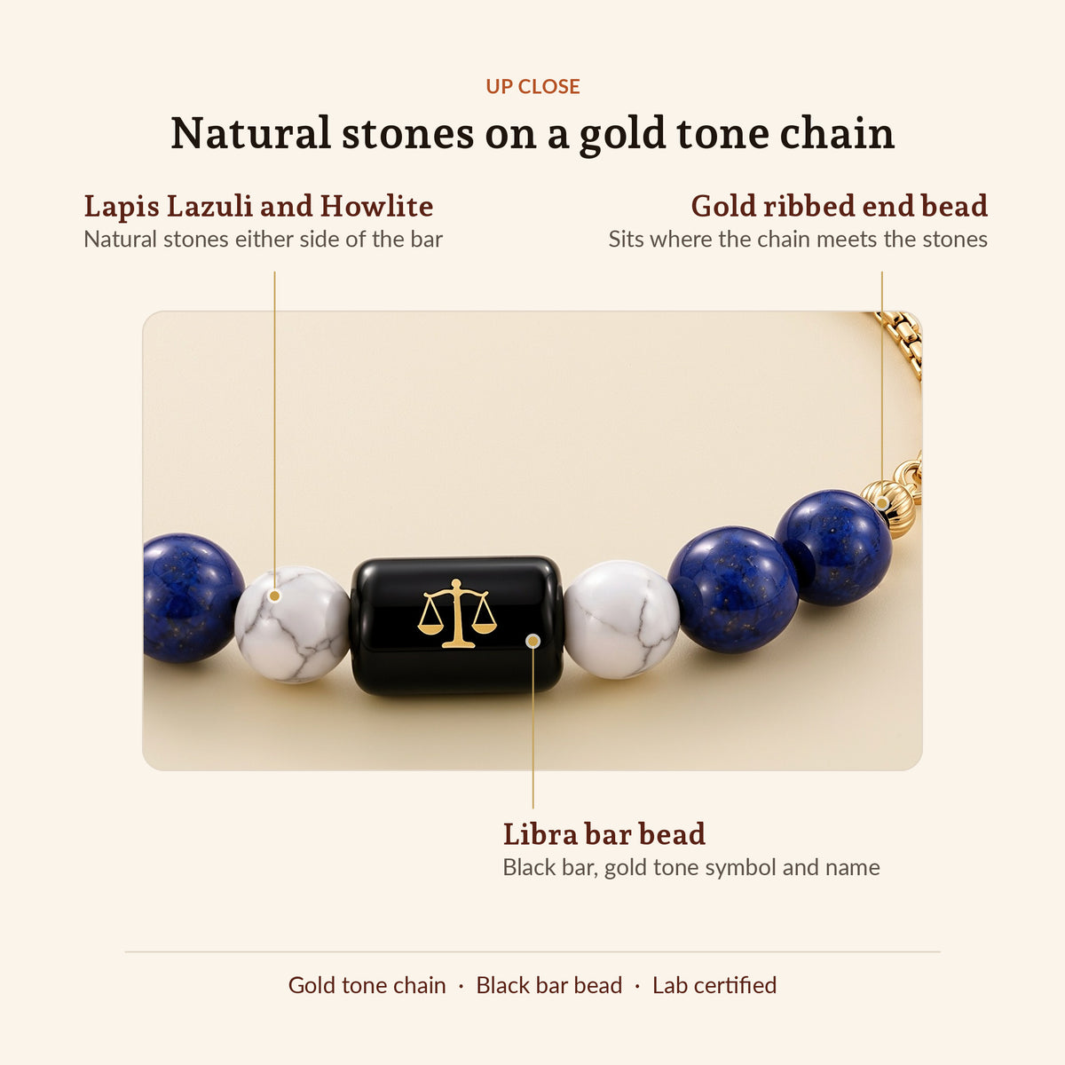 Libra Zodiac Slider Bracelet for Women, up close