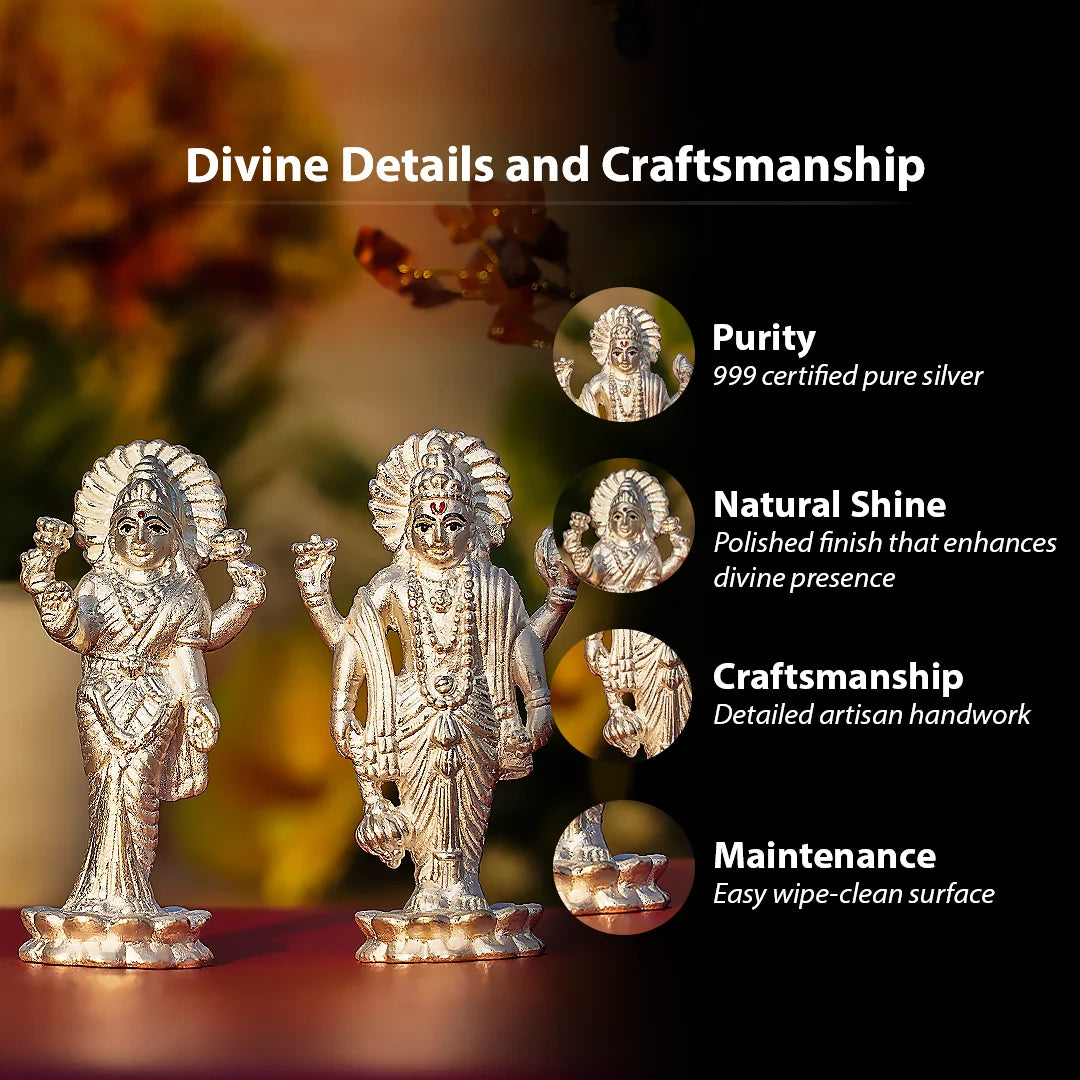 Shri Laxmi Narayan Idol Set (999 Pure Silver)