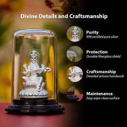 Maa Saraswati Idol (999 Pure Silver)