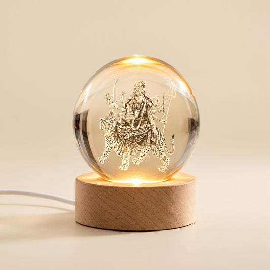 Maa Durga 3D Crystal Ball Lamp