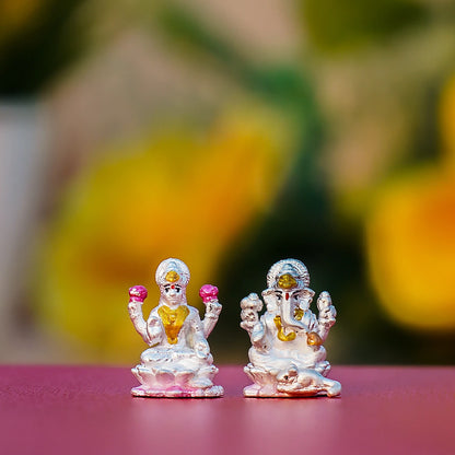 Mini Laxmi Ganesh Ji Idol Set – 999 Pure Silver