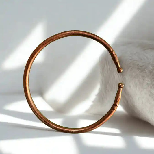 Pure Copper Adjustable Kada For Unisex (Round Shape, Copper Made, Weight 75 GM)