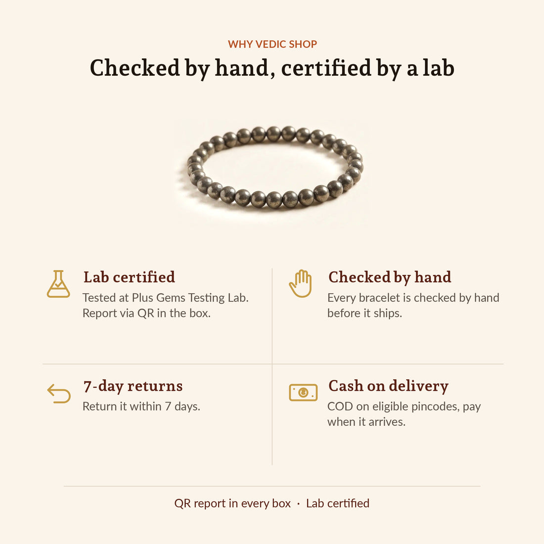 Money Magnet Pyrite Bracelet, why Vedic Shop