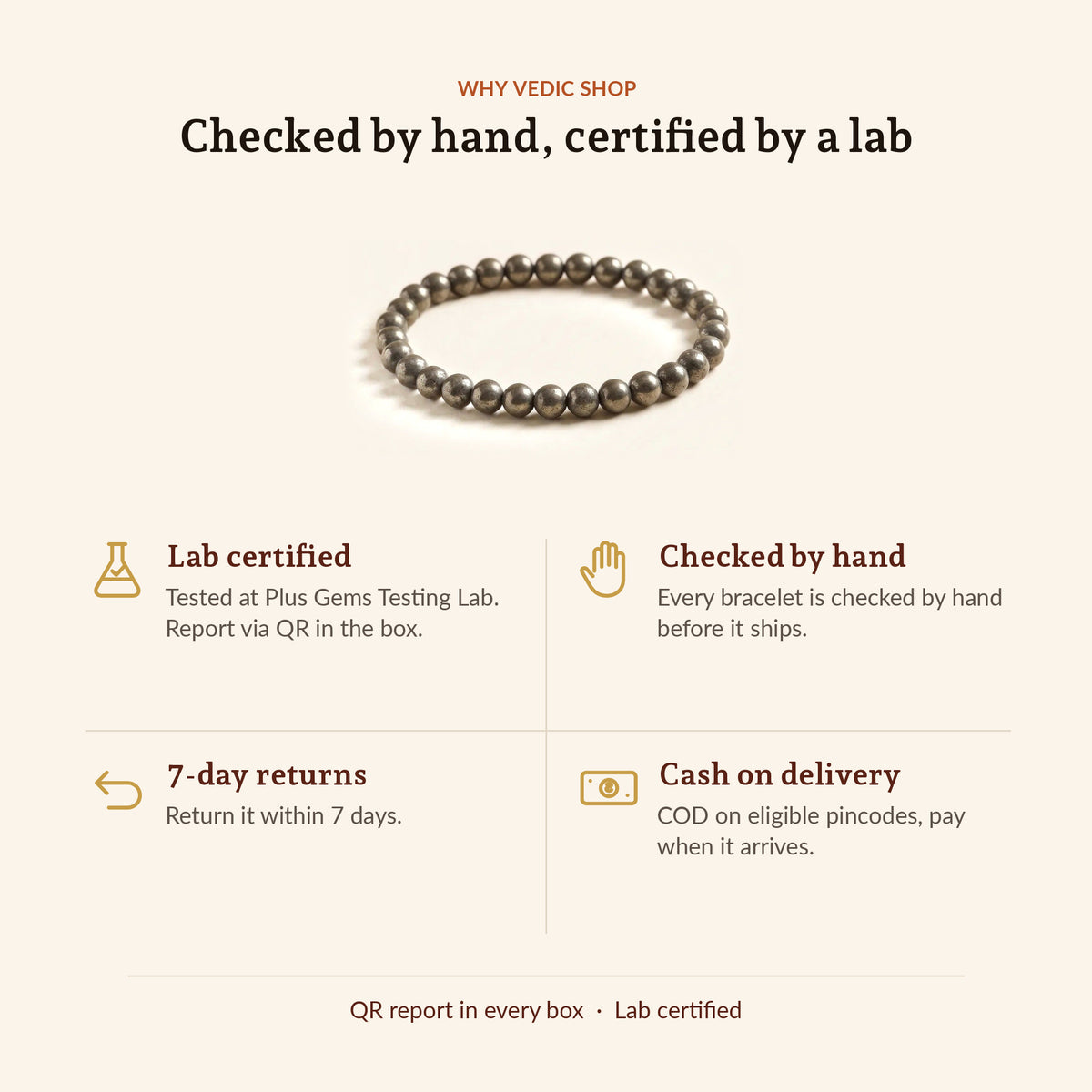 Money Magnet Pyrite Bracelet, why Vedic Shop
