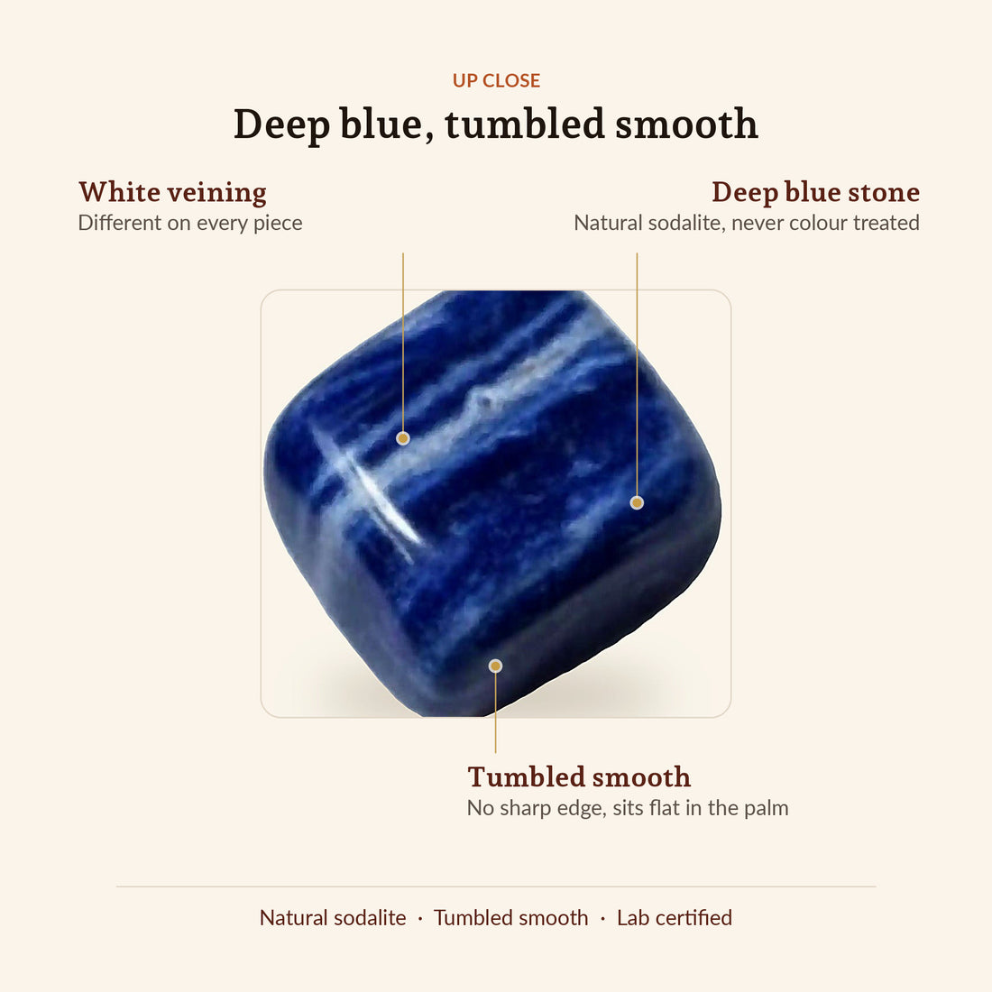 Natural Sodalite Tumble, up close