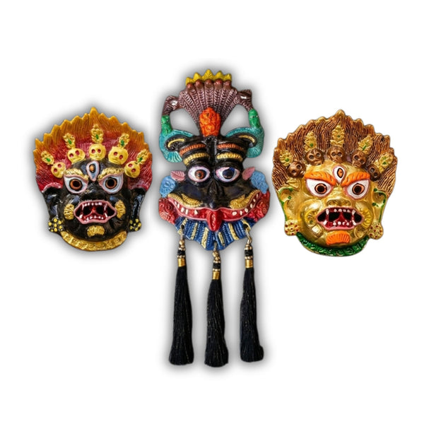 Kirtimukh Trishakti Set – Red-Black Guardian, Narsingh Face & Golden Glow