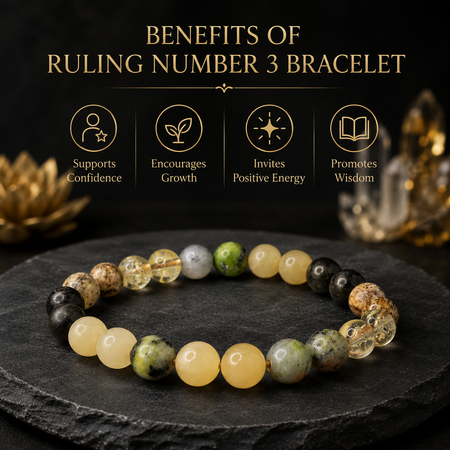 Ruling Number 3 | Crystal Bracelet | Numerology Bracelet - 8mm - 3