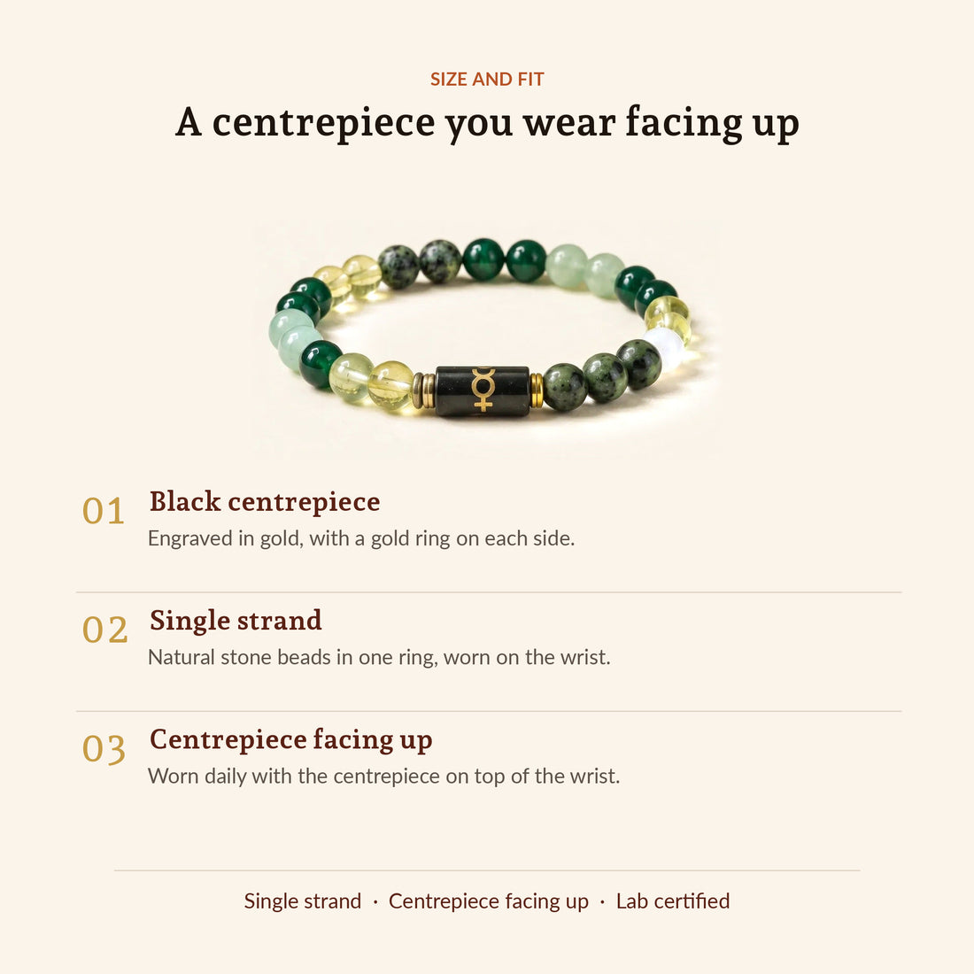 Numero Bracelet: Ruling Number 5 (Mercury), size and fit