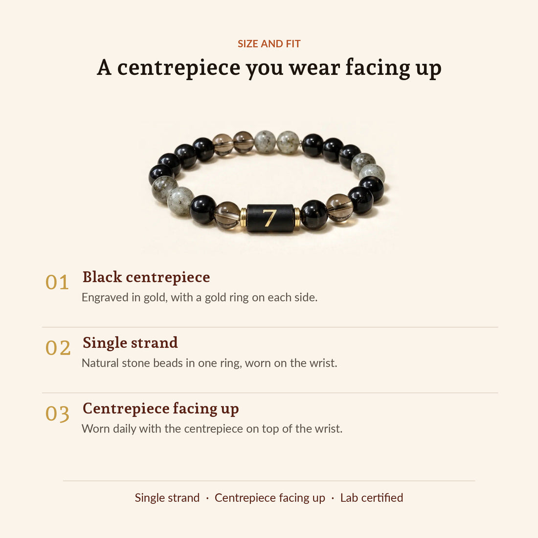 Numero Bracelet: Ruling Number 7 (Ketu), size and fit