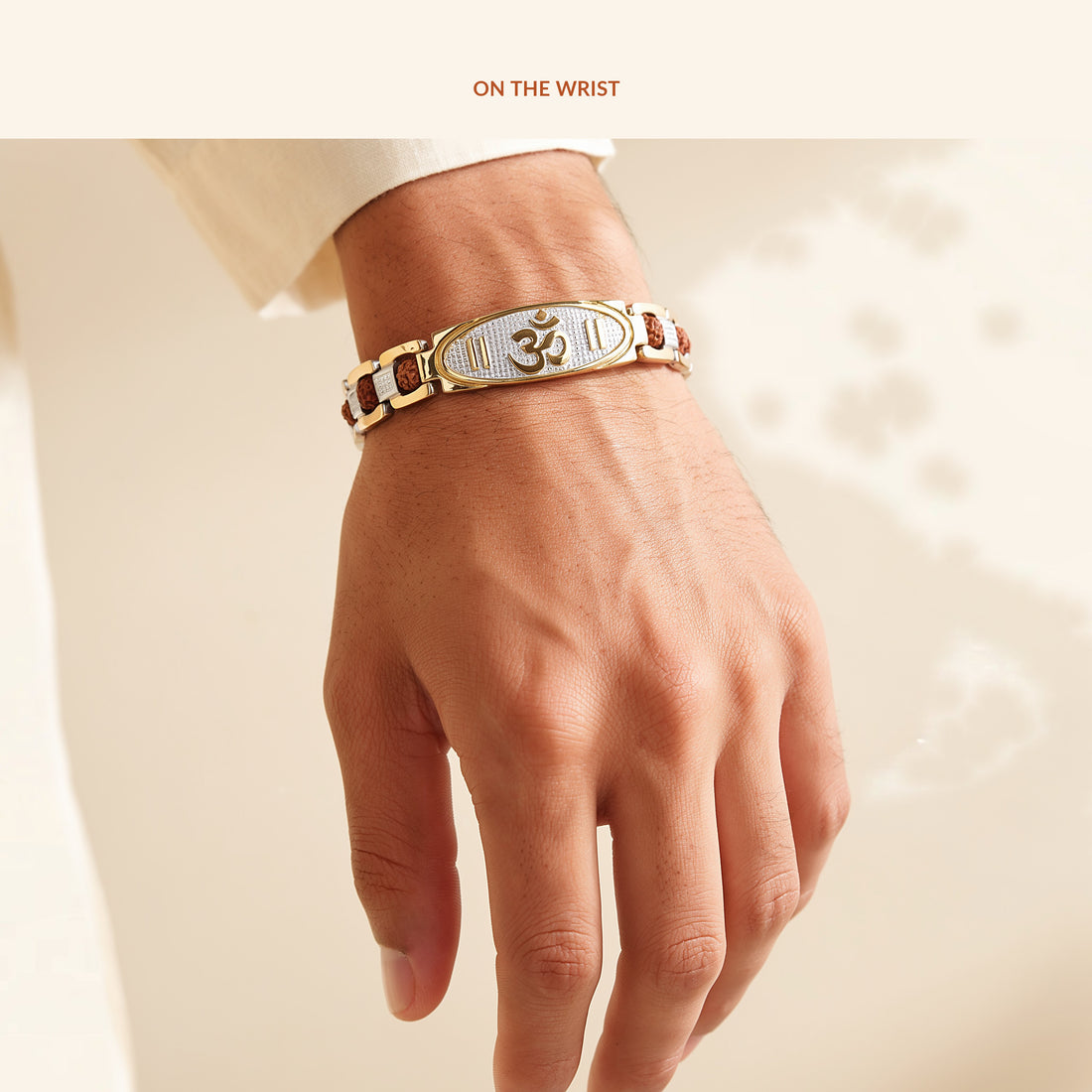 Om Rudraksha Bracelet, on the wrist