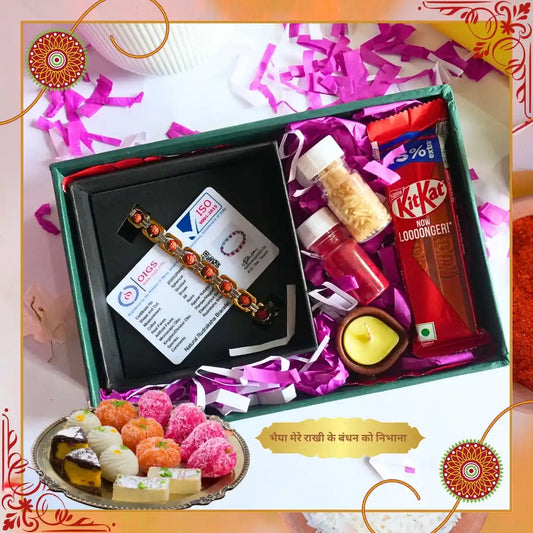 Premium Rudraksha Bracelet Gift Box – Gold-Plated Bracelet Edition