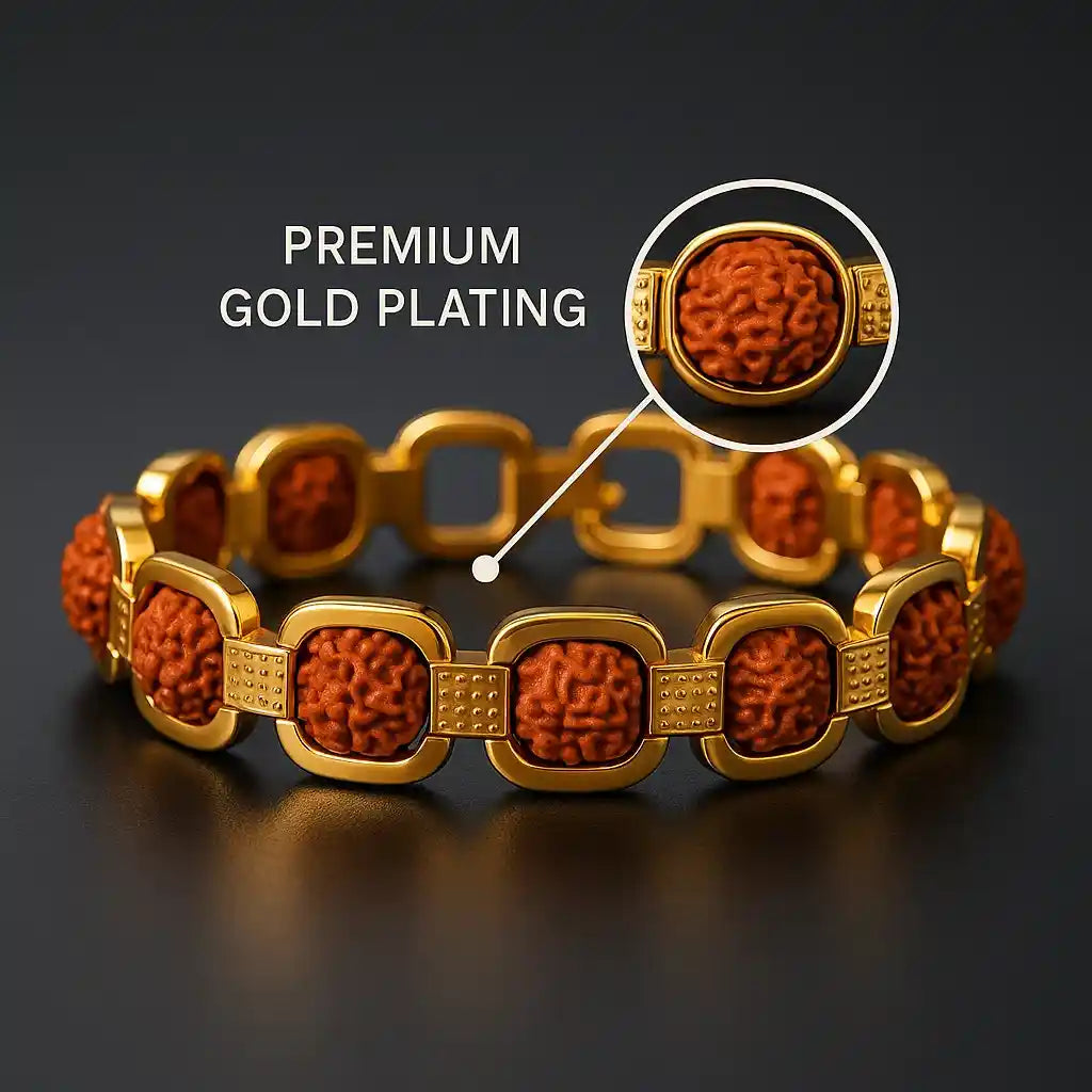Premium Rudraksha Bracelet Gift Box – Gold-Plated Bracelet Edition
