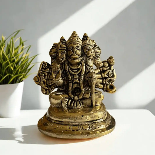 Panchmukhi Hanuman Brass Idol – Handcrafted with Antique Finish