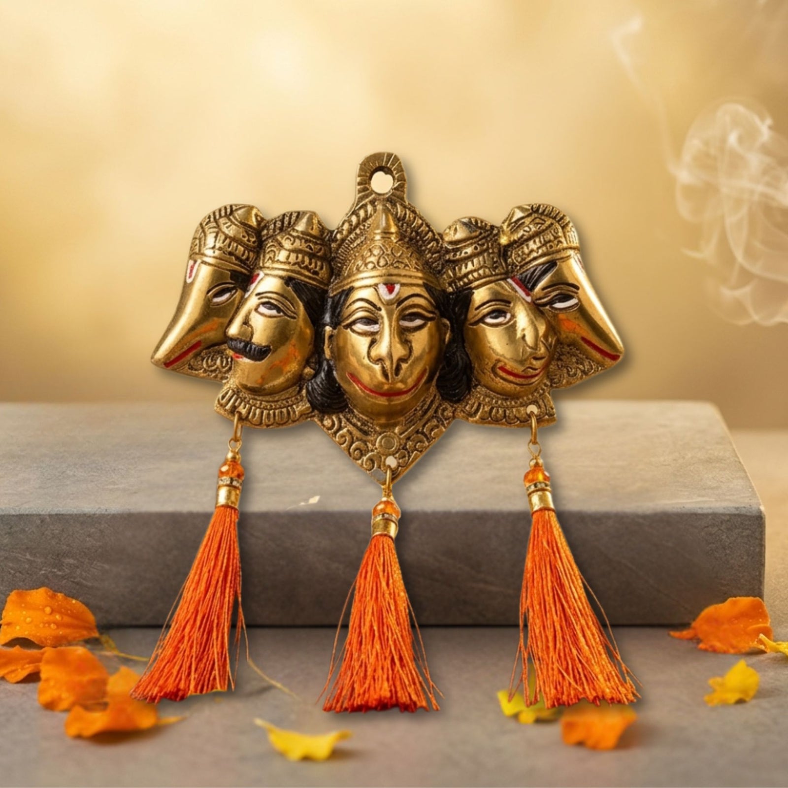 Panchmukhi Hanuman Wall Hanging with Tassels – Vastu Door Decor for Home Entrance & Mandir