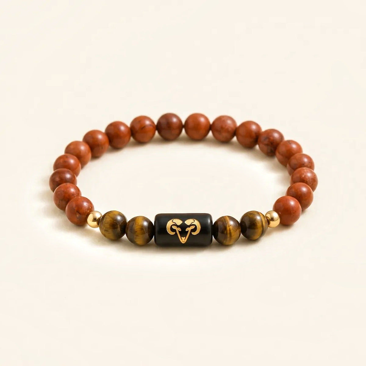 Aries Zodiac Red Jasper & Tiger's Eye Bracelet
