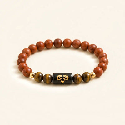 Aries Zodiac Red Jasper & Tiger's Eye Bracelet