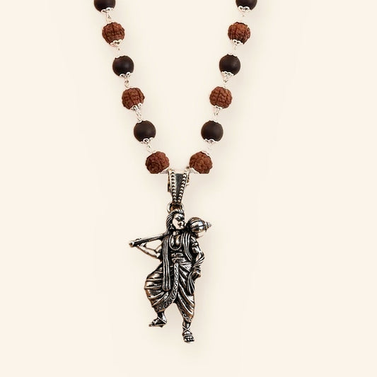 Divya Bajrang Bali Mala: Silver Cap Karungali Rudraksha