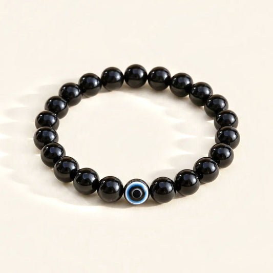 Evil Eye Bracelet with Black Obsidian