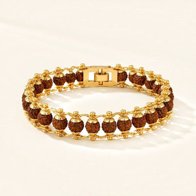 Gold Plated Rudraksha Bead Bracelet - 5 Mukhi