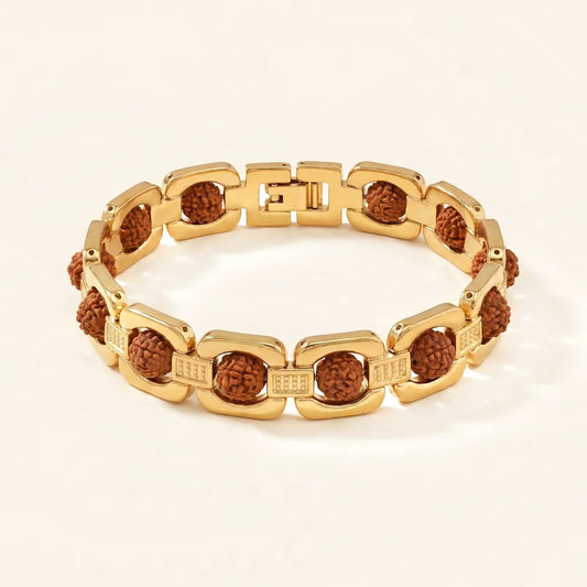 Gold Plated Rudraksha Bracelet