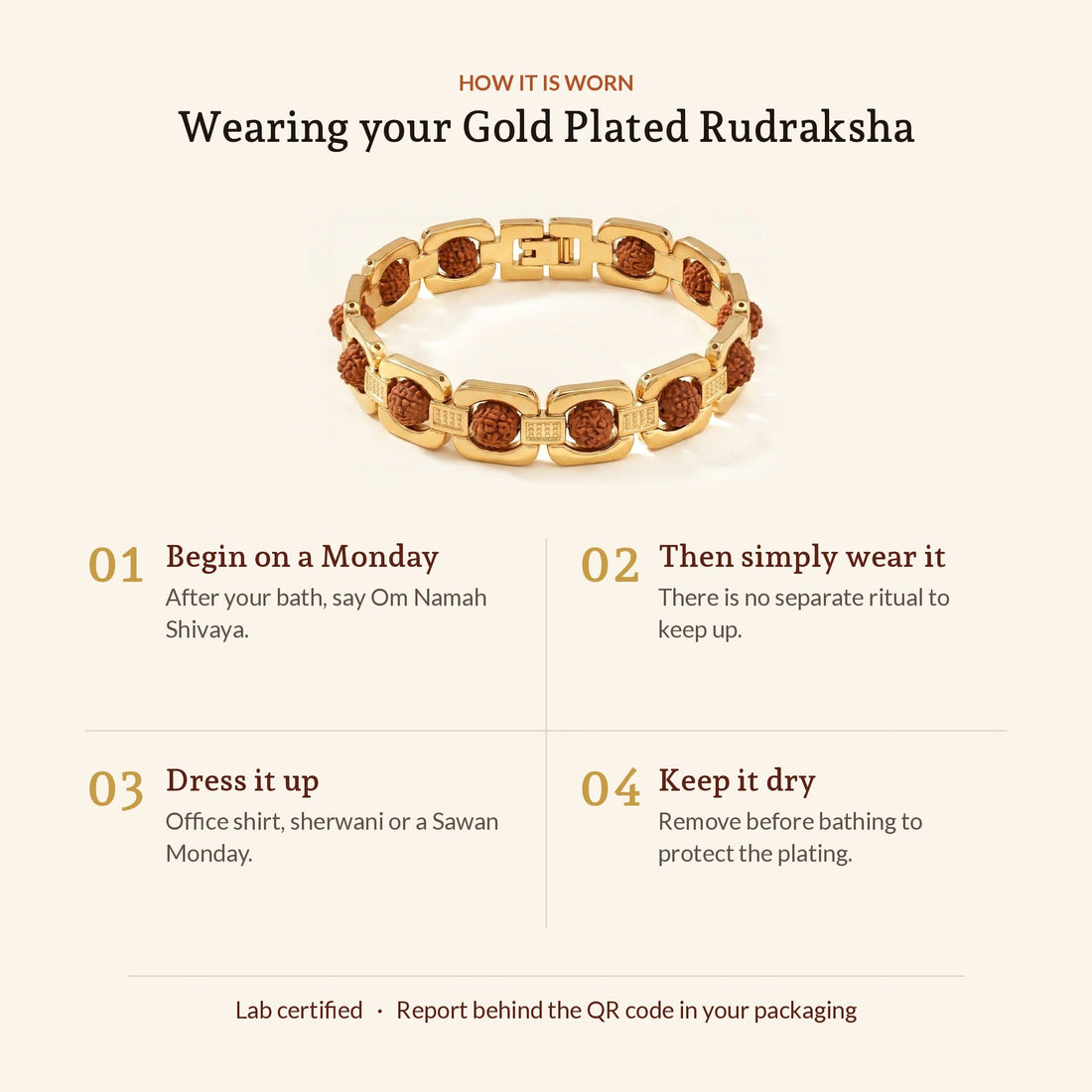 Gold Plated Rudraksha Bracelet, how it is worn