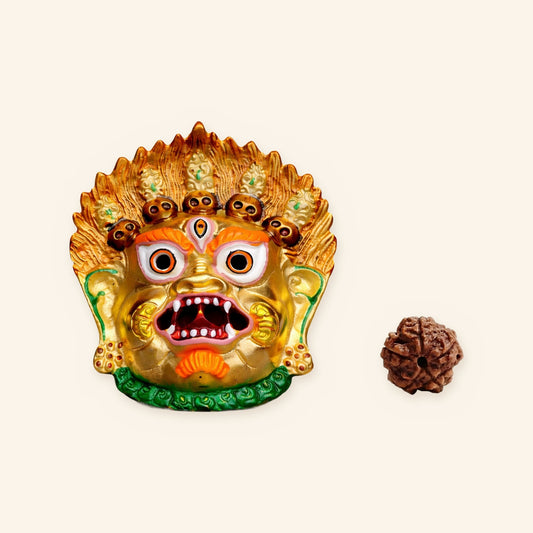 Golden Kirtimukh and 5 Mukhi Rudraksha Bead Combo
