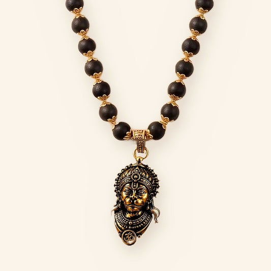 Hanuman Raksha Mala: Gold Cap Karungali