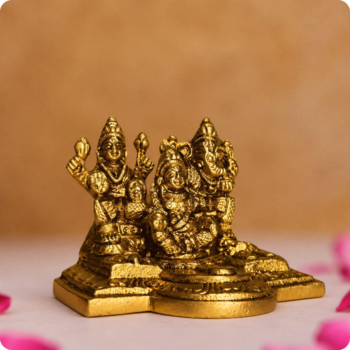 Golden Lakshmi Ganesha idol