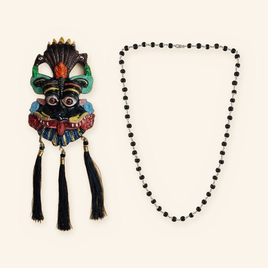 Karungali Mala and Black Multicolour Kirtimukh with Tassel Combo