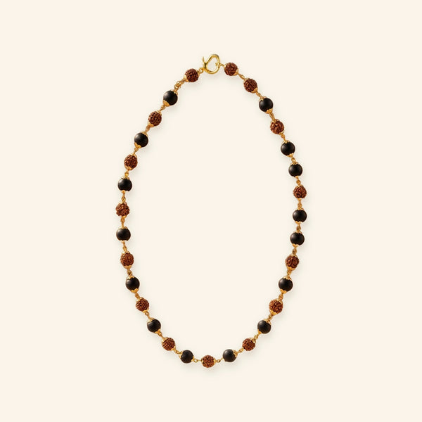 Karungali Mala With Rudraksha Beads (Gold Plated)
