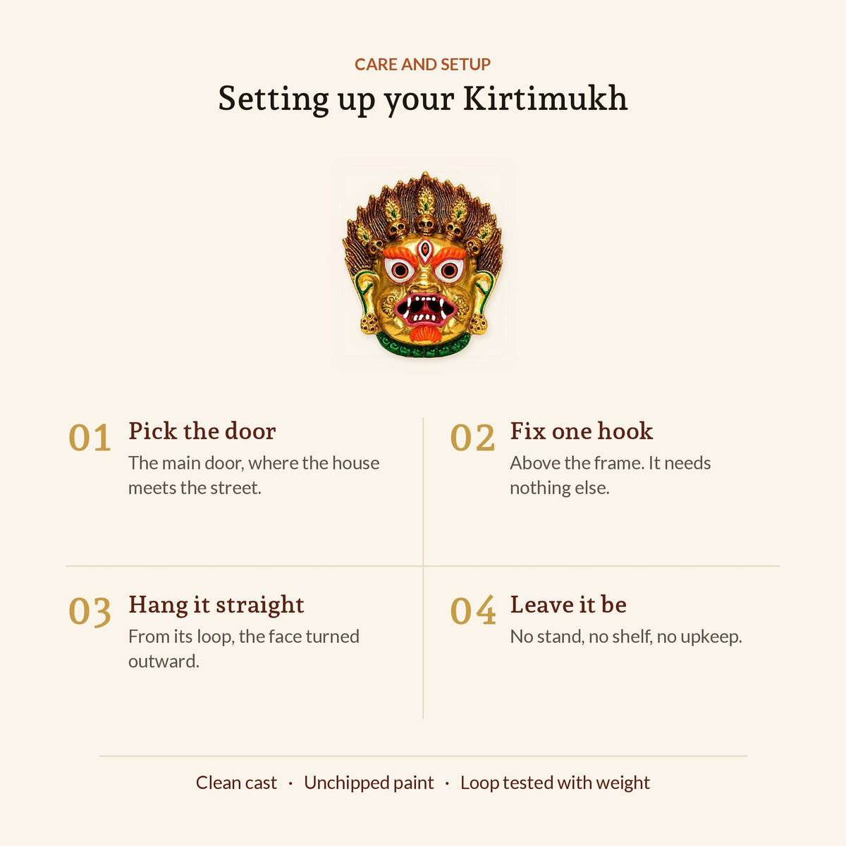 Kirtimukh Premium Wall Hanging (Golden Glow), care