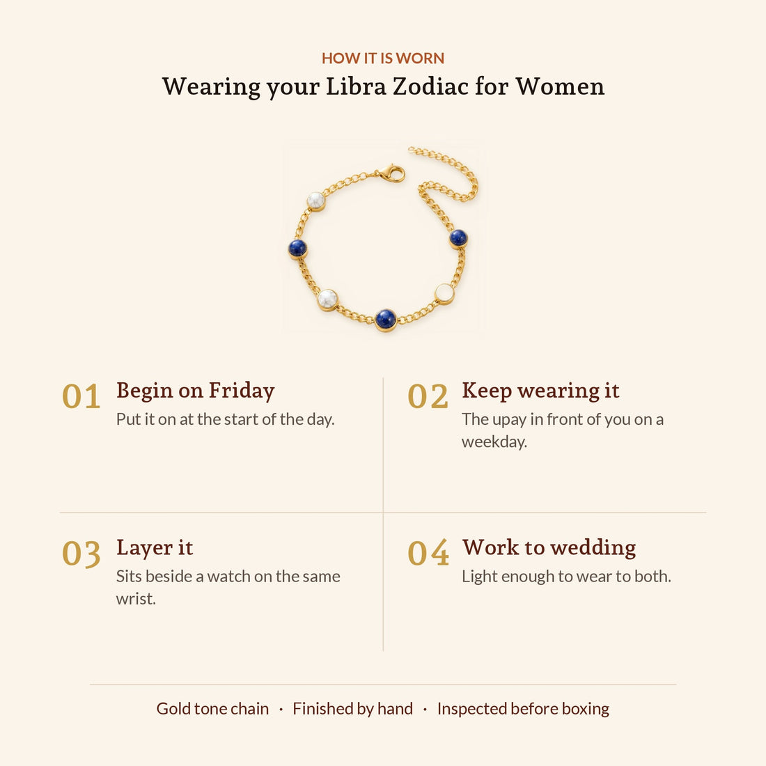 Libra Zodiac Bracelet for Women, how it is worn