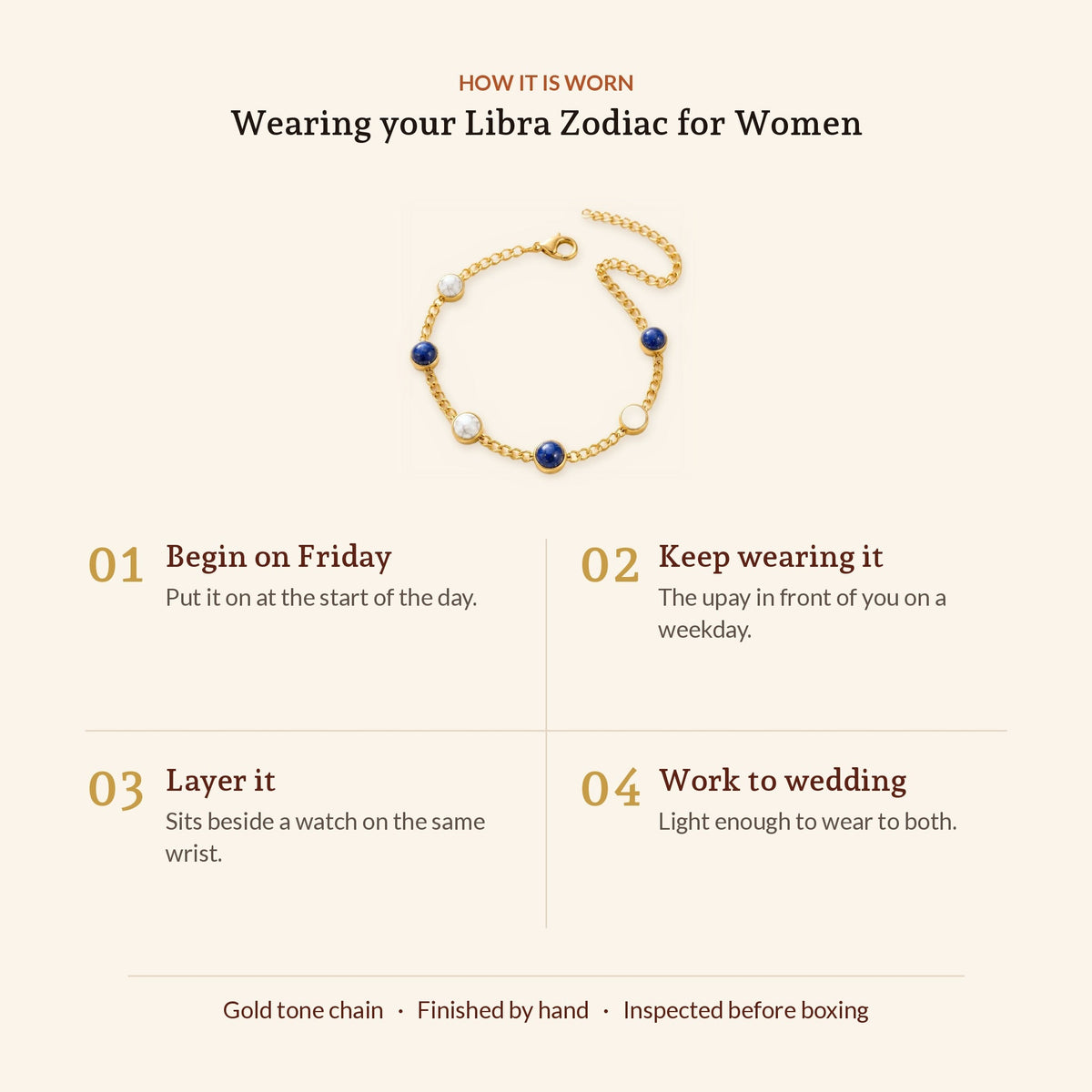 Libra Zodiac Bracelet for Women, how it is worn
