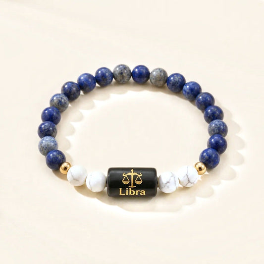 Libra Zodiac Lapis Lazuli & Howlite Bracelet
