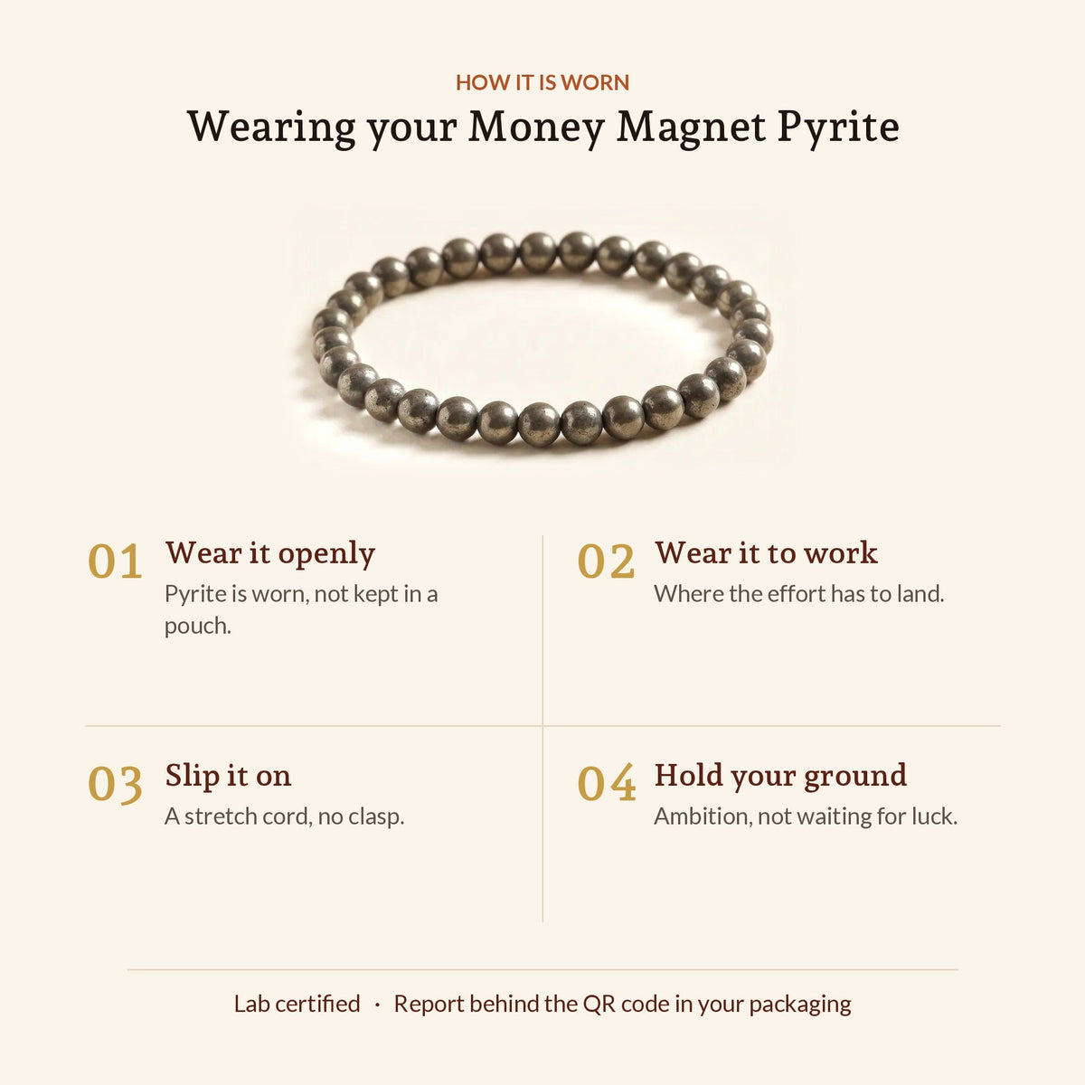 Money Magnet Pyrite Bracelet, how it is worn