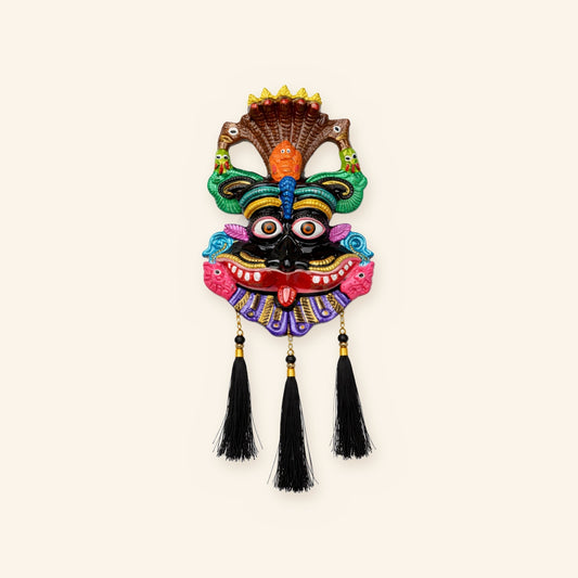 Narsingh Kirtimukh Wall Hanging (Black Multicolour with Tassel)