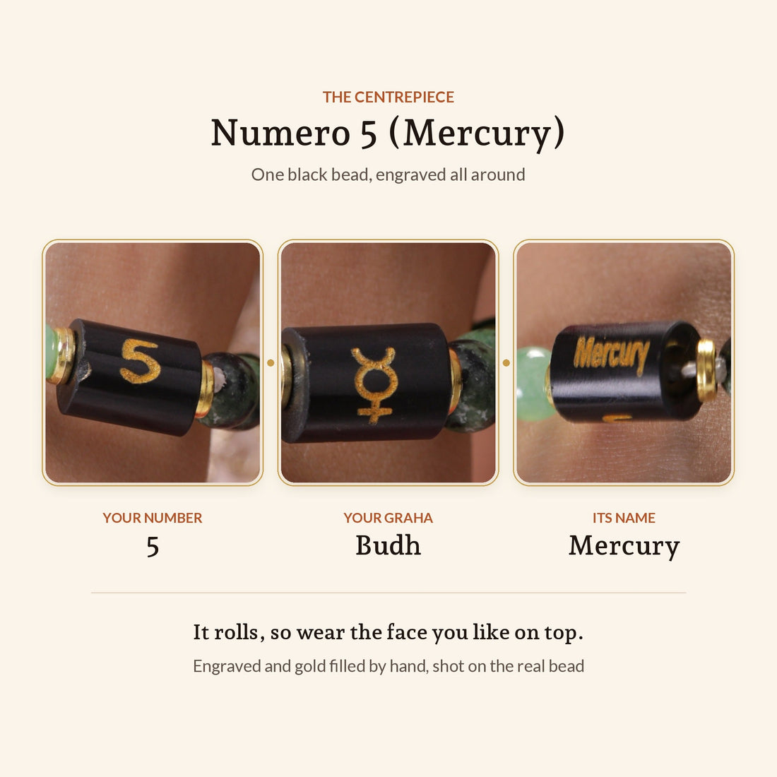 Numero Bracelet: Ruling Number 5 (Mercury), centrepiece