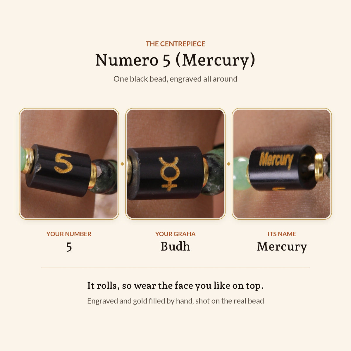 Numero Bracelet: Ruling Number 5 (Mercury), centrepiece