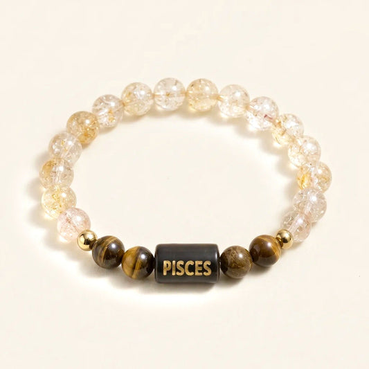 Pisces Zodiac Tiger Eye & Citrine Bracelet