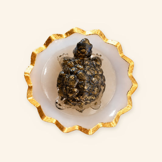 Pyrite Tortoise with Bowl: Vastu Kachua