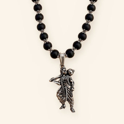 Sankat Mochan Hanuman Mala: Silver Cap Karungali, Standing Murti