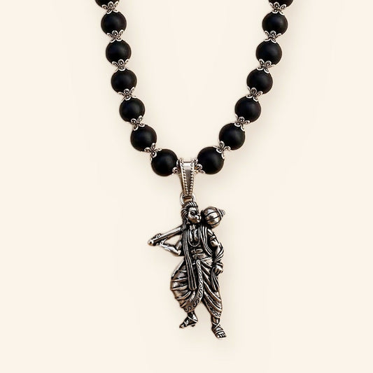 Sankat Mochan Hanuman Mala: Silver Cap Karungali, Standing Murti