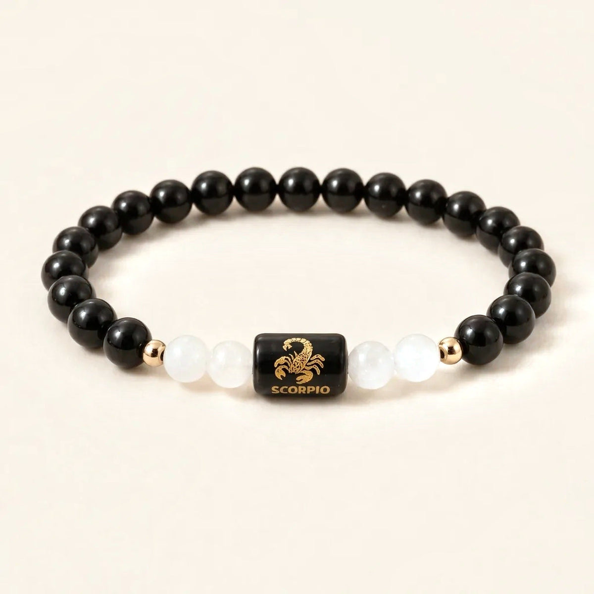 Scorpio Zodiac Black Obsidian & Milky Quartz Bracelet