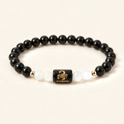 Scorpio Zodiac Black Obsidian & Milky Quartz Bracelet