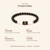 Scorpio Zodiac Black Obsidian & Milky Quartz Bracelet, stone guide