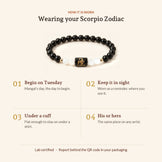 Scorpio Zodiac Black Obsidian & Milky Quartz Bracelet, how it is worn