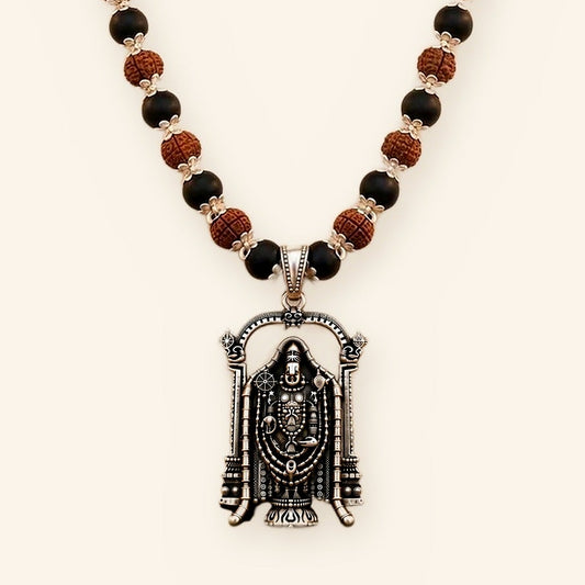 Shree Balaji Kavach Mala: Karungali Rudraksha with Standing Balaji Pendant