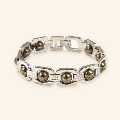 Silver Tone Pyrite Bracelet