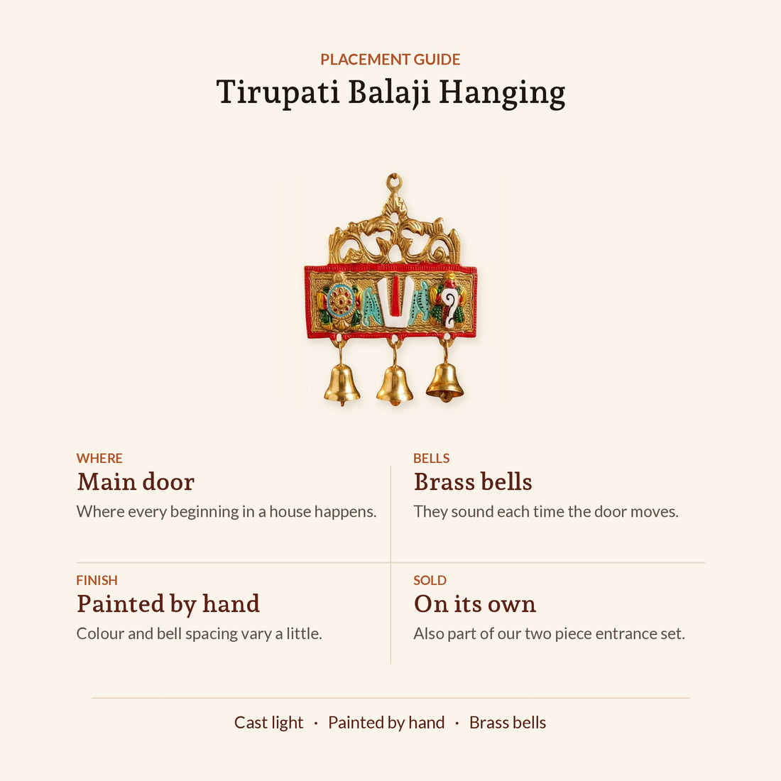 Tirupati Balaji Door Hanging with Bells - Placement Guide