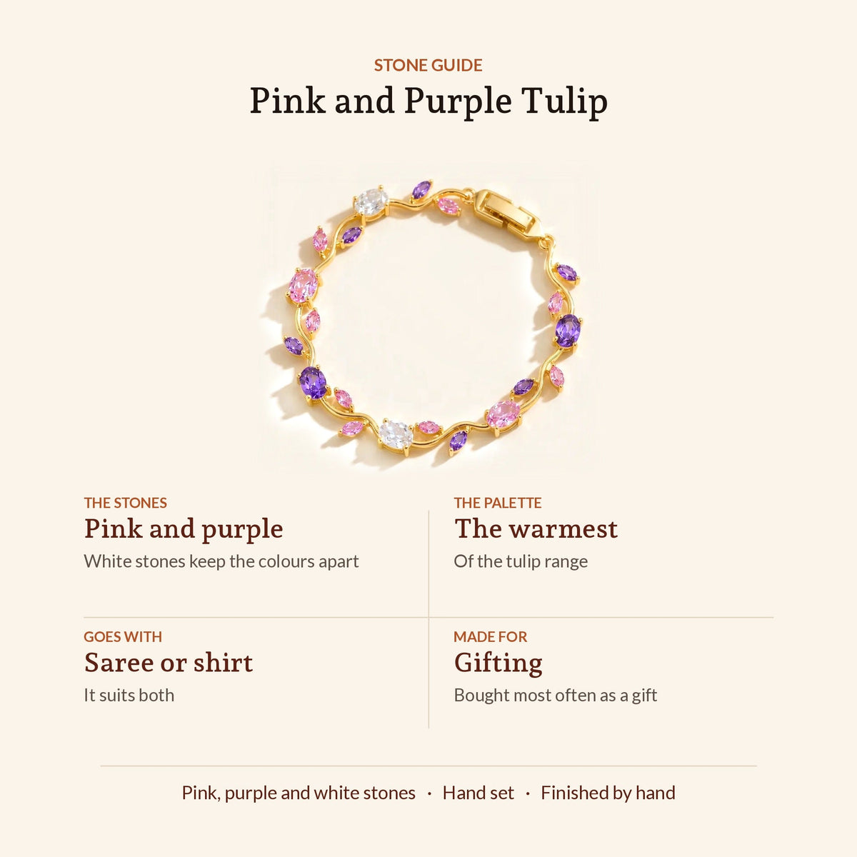 Tulip Flower Bracelet (Pink and Purple), design guide